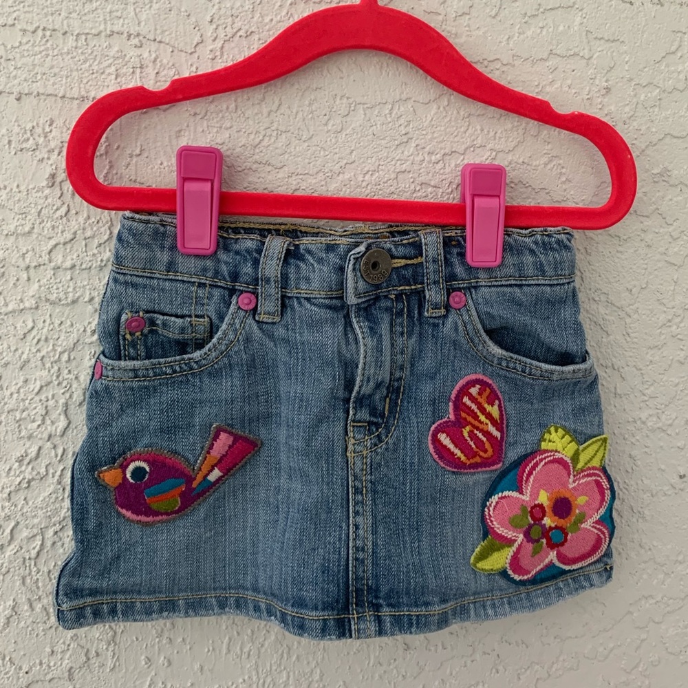 Girls denim skirt with patch work.